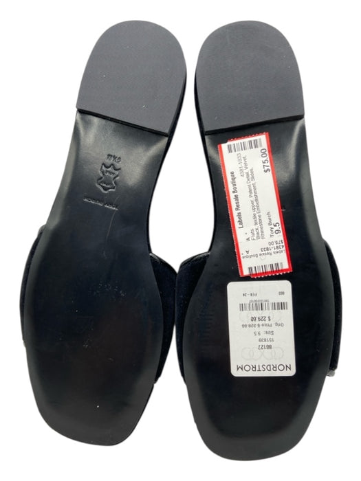 Tory Burch Shoe Size 9.5 Black textile upper Patent Detail Velvet Slides Flats Black / 9.5
