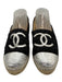 Chanel Shoe Size 40 Black & Silver textile upper Jute Sole Metallic Detail Flats Black & Silver / 40