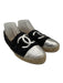 Chanel Shoe Size 40 Black & Silver textile upper Jute Sole Metallic Detail Flats Black & Silver / 40