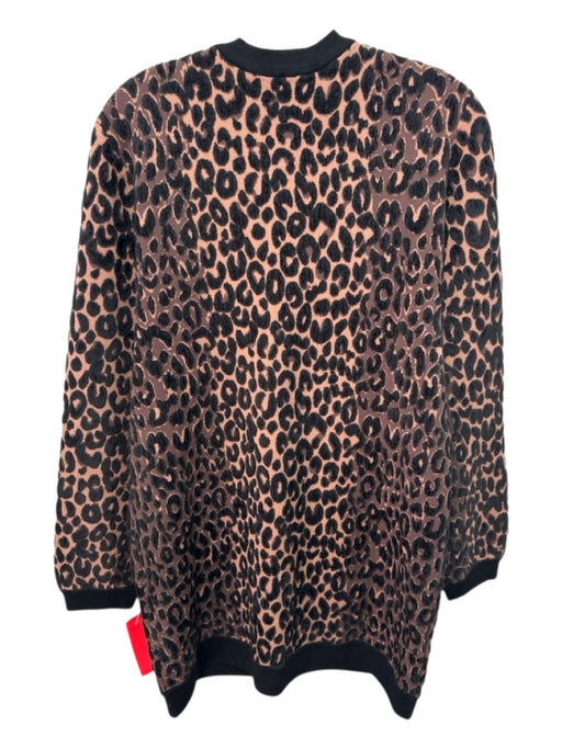 Milly Size L Brown & Black Viscose Blend Knit Leopard Print Cardigan Brown & Black / L