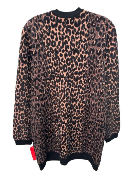 Milly Size L Brown & Black Viscose Blend Knit Leopard Print Cardigan Brown & Black / L