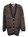 Milly Size L Brown & Black Viscose Blend Knit Leopard Print Cardigan Brown & Black / L