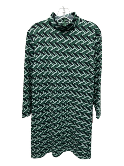 Tuckernuck Size XXL Green & Black Polyester Knit Geometric Turtleneck Dress Green & Black / XXL