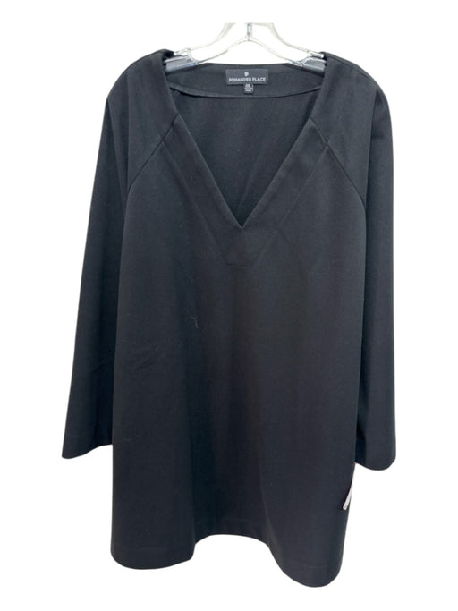 Pomander Place Size XXL Black Polyester Blend V Neck 3/4 Sleeve Dress Black / XXL