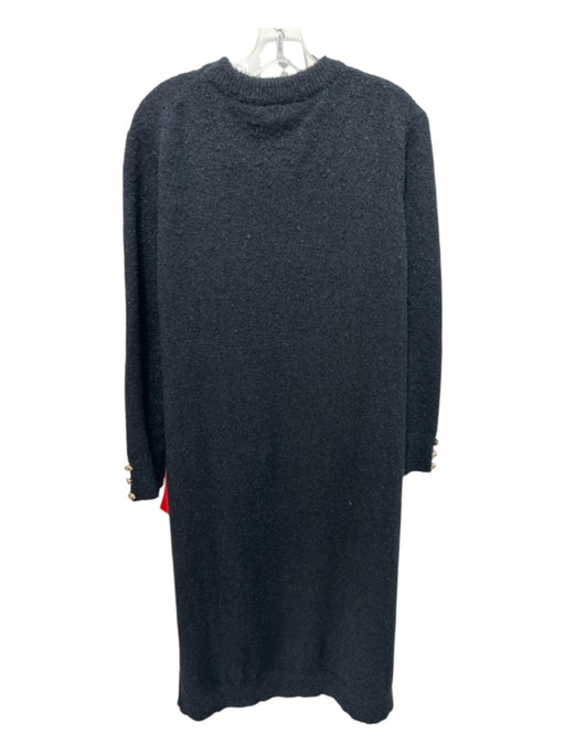 Tuckernuck Size XXL Black Boucle 3/4 Sleeve Button Wrists Crewneck Midi Dress Black / XXL