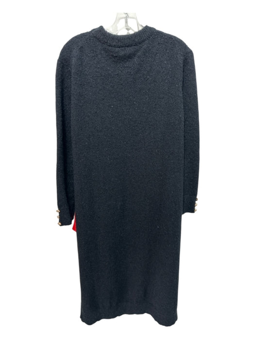 Tuckernuck Size XXL Black Boucle 3/4 Sleeve Button Wrists Crewneck Midi Dress Black / XXL