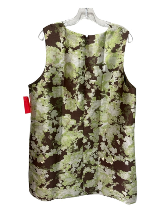 Tuckernuck Size XXL Brown, Green & Gold Polyester Jacquard Abstract Floral Dress Brown, Green & Gold / XXL