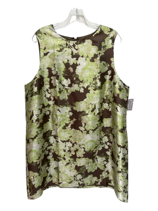 Tuckernuck Size XXL Brown, Green & Gold Polyester Jacquard Abstract Floral Dress Brown, Green & Gold / XXL