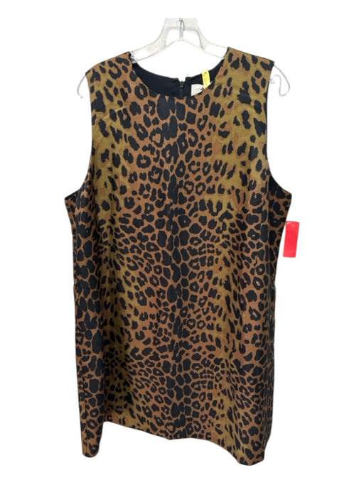 Tuckernuck Size XXL Brown & Black Polyester Checkered Weave Leopard Print Dress Brown & Black / XXL