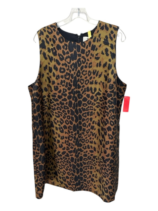 Tuckernuck Size XXL Brown & Black Polyester Checkered Weave Leopard Print Dress Brown & Black / XXL