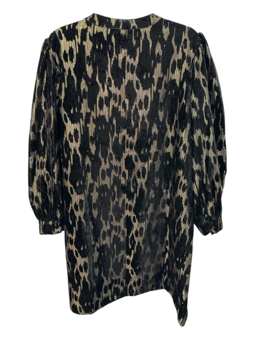 Pomander Place Size XXXL Black & Gold Rayon Blend Velvet Metallic Dress Black & Gold / XXXL