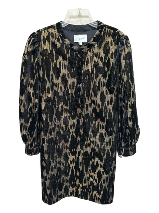 Pomander Place Size XXXL Black & Gold Rayon Blend Velvet Metallic Dress Black & Gold / XXXL
