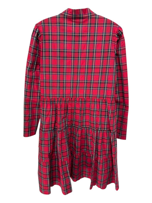 Sail To Sable Size XXL Red & Multi Cotton Plaid V Neck Tiered Skirt Dress Red & Multi / XXL