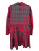 Sail To Sable Size XXL Red & Multi Cotton Plaid V Neck Tiered Skirt Dress Red & Multi / XXL