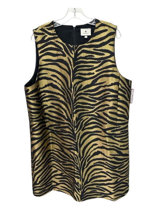 Tuckernuck Size XXXL Black & Gold Polyester Metallic Tiger Print Pockets Dress Black & Gold / XXXL
