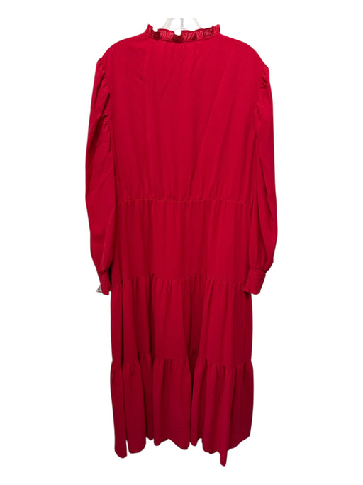 Pomander Place Size XXL Red Polyester Ruffle Collar Long Balloon Sleeve Dress Red / XXL