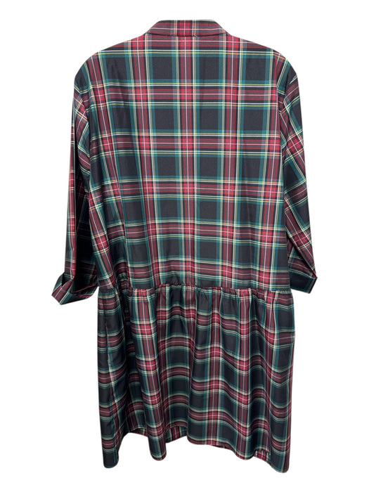 Tuckernuck Size XXL Black & Multi Polyester Mandarin Collar Button Front Dress Black & Multi / XXL