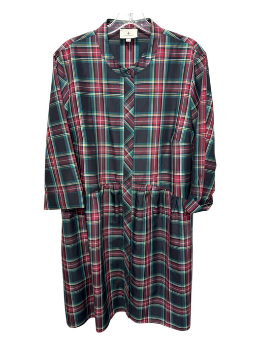 Tuckernuck Size XXL Black & Multi Polyester Mandarin Collar Button Front Dress Black & Multi / XXL