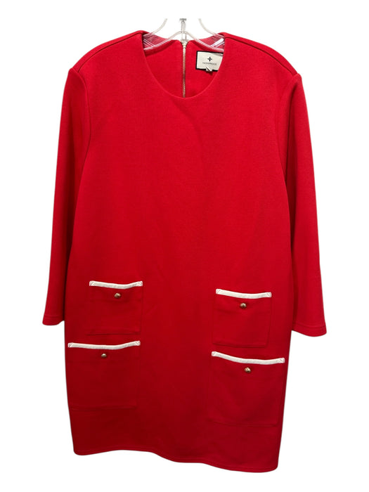 Tuckernuck Size XXL Red Polyester & Cotton 3/4 Sleeve Pocketed Front Dress Red / XXL