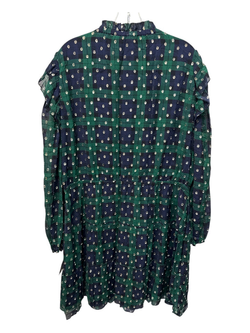 Sail To Sable Size XXL Green, Navy & Metallic Viscose & Polyester Plaid Dress Green, Navy & Metallic / XXL