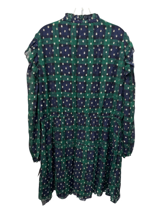 Sail To Sable Size XXL Green, Navy & Metallic Viscose & Polyester Plaid Dress Green, Navy & Metallic / XXL