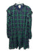 Sail To Sable Size XXL Green, Navy & Metallic Viscose & Polyester Plaid Dress Green, Navy & Metallic / XXL