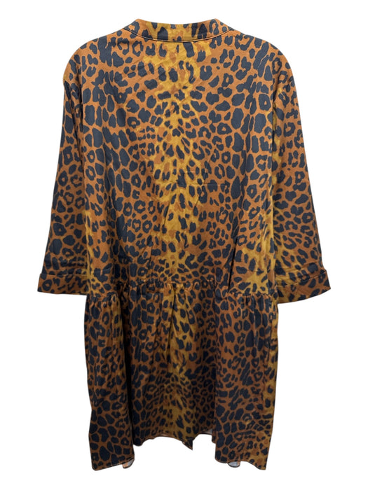 Tuckernuck Size XXXL Brown & Black Cotton Leopard Print Button Front Dress Brown & Black / XXXL