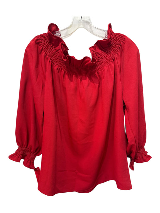 Tuckernuck Size XXL Red Polyester Ruffle Details Off the Shoulder Top Red / XXL