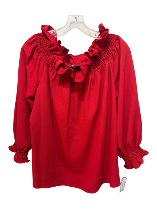 Tuckernuck Size XXL Red Polyester Ruffle Details Off the Shoulder Top Red / XXL