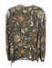 Spartina Size XXL Gray Green & Brown Viscose & Rayon Ruffle Details V Neck Top Gray Green & Brown / XXL