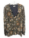 Spartina Size XXL Gray Green & Brown Viscose & Rayon Ruffle Details V Neck Top Gray Green & Brown / XXL