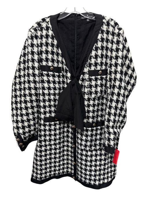 Pomander Place Size XXL Black & White Polyester Gold Button Details Tweed Dress Black & White / XXL