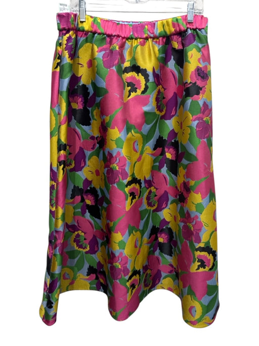 Kate Spade Size XL Pink, Yellow & Multi Print Polyester Elastic Waist Maxi Skirt Pink, Yellow & Multi Print / XL
