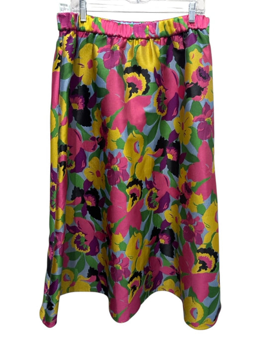 Kate Spade Size XL Pink, Yellow & Multi Print Polyester Elastic Waist Maxi Skirt Pink, Yellow & Multi Print / XL