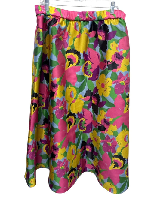 Kate Spade Size XL Pink, Yellow & Multi Print Polyester Elastic Waist Maxi Skirt Pink, Yellow & Multi Print / XL