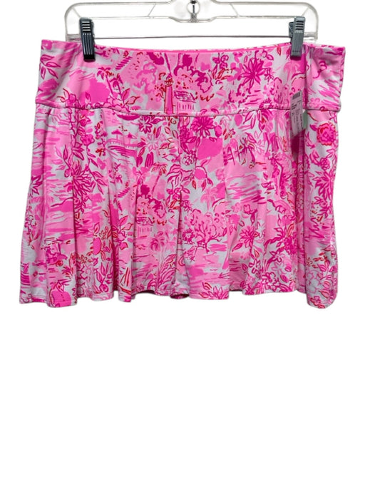 Lilly Pulitzer Size XL Pink & White No Fabric Tag Wide Waist Band Floral Skort Pink & White / XL