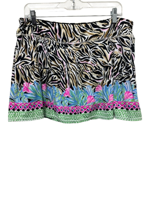Lilly Pulitzer Size XL Black, Blue & Multi Nylon Blend Wide Waist Band Skort Black, Blue & Multi / XL