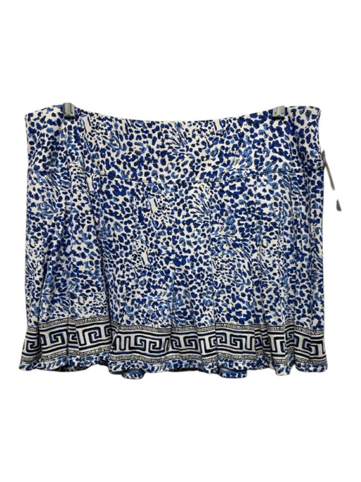 Lilly Pulitzer Size XL Blue, Black & White Nylon Blend Wide Waist Band Skort Blue, Black & White / XL