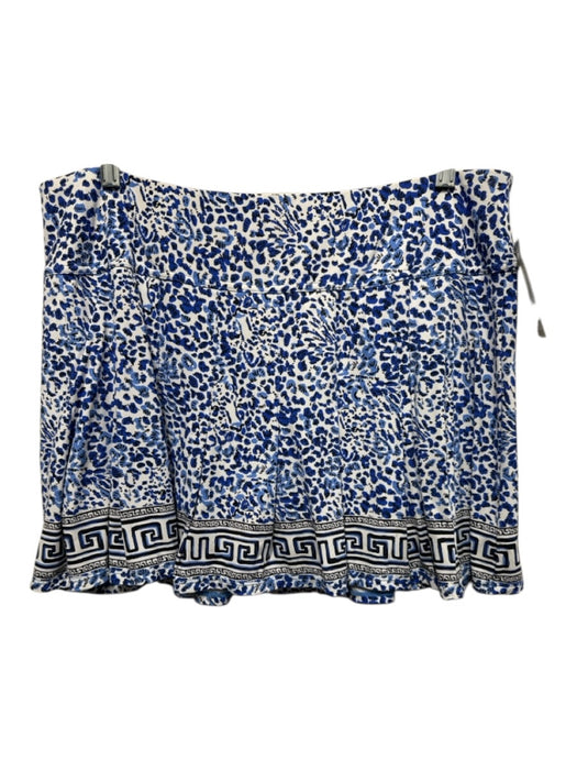 Lilly Pulitzer Size XL Blue, Black & White Nylon Blend Wide Waist Band Skort Blue, Black & White / XL