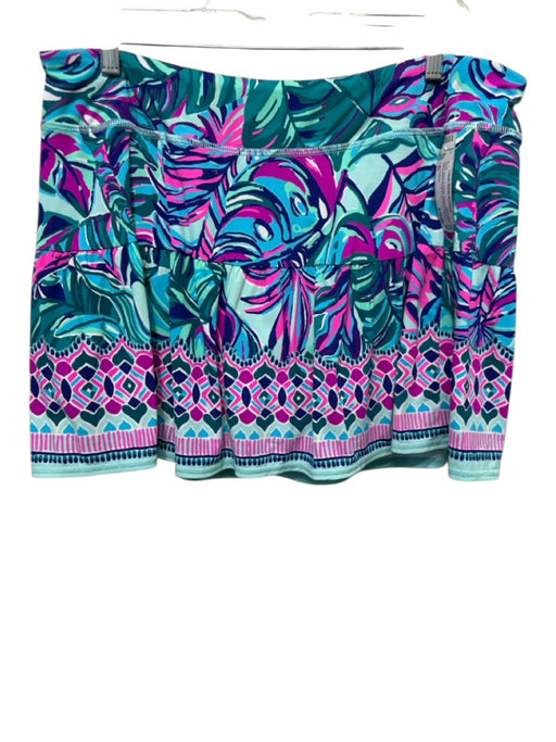 Lilly Pulitzer Size XL Aqua, Green & Purple Nylon Blend Wide Waist Band Skort Aqua, Green & Purple / XL