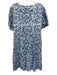 Sail To Sable Size XXL Blue & White Cotton Short Balloon Sleeve Floral Dress Blue & White / XXL