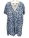 Sail To Sable Size XXL Blue & White Cotton Short Balloon Sleeve Floral Dress Blue & White / XXL