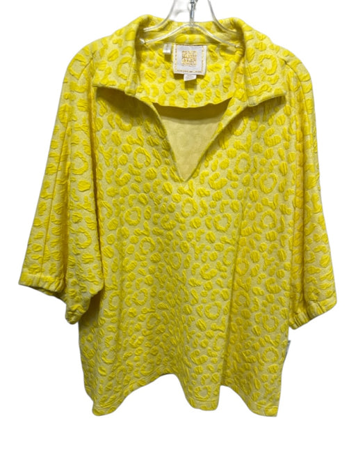 Emily McCarthy Size XXL Yellow Polyester & Cotton Short Sleeve Spotted Top Yellow / XXL