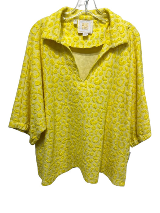 Emily McCarthy Size XXL Yellow Polyester & Cotton Short Sleeve Spotted Top Yellow / XXL