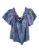Lilly Pulitzer Size XL Blue, Pink & Green Linen Short Sleeve Off Shoulder Top Blue, Pink & Green / XL