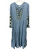 Tuckernuck Size XXL Light Blue, Green & White Cotton Long Balloon Sleeve Dress Light Blue, Green & White / XXL