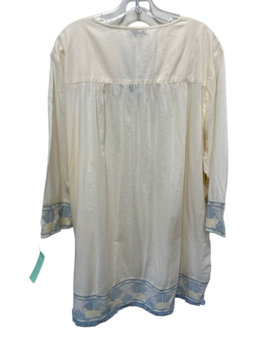 Tuckernuck Size XXL Pale Yellow, Yellow & Blue Cotton Long Sleeve V Neck Top Pale Yellow, Yellow & Blue / XXL