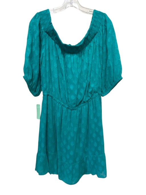 Lilly Pulitzer Size XL Green Rayon Short Sleeve Clipped Dots Off Shoulder Dress Green / XL