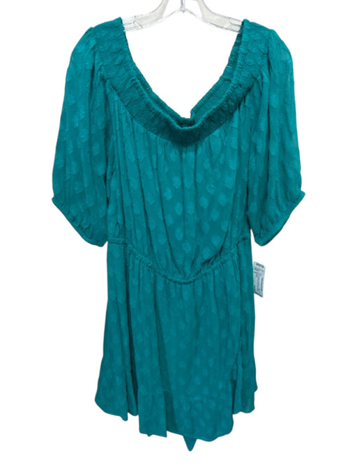 Lilly Pulitzer Size XL Green Rayon Short Sleeve Clipped Dots Off Shoulder Dress Green / XL