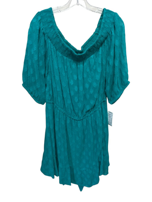 Lilly Pulitzer Size XL Green Rayon Short Sleeve Clipped Dots Off Shoulder Dress Green / XL